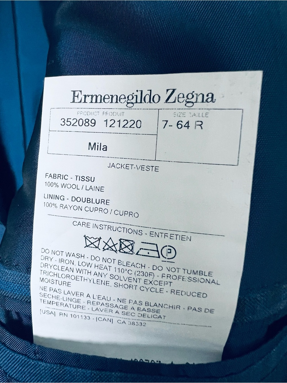 Ermenegildo Zegna Made in Italy Blue Plaid Sport Coat with Subtle Tan Windowpane - Picture 5 of 14